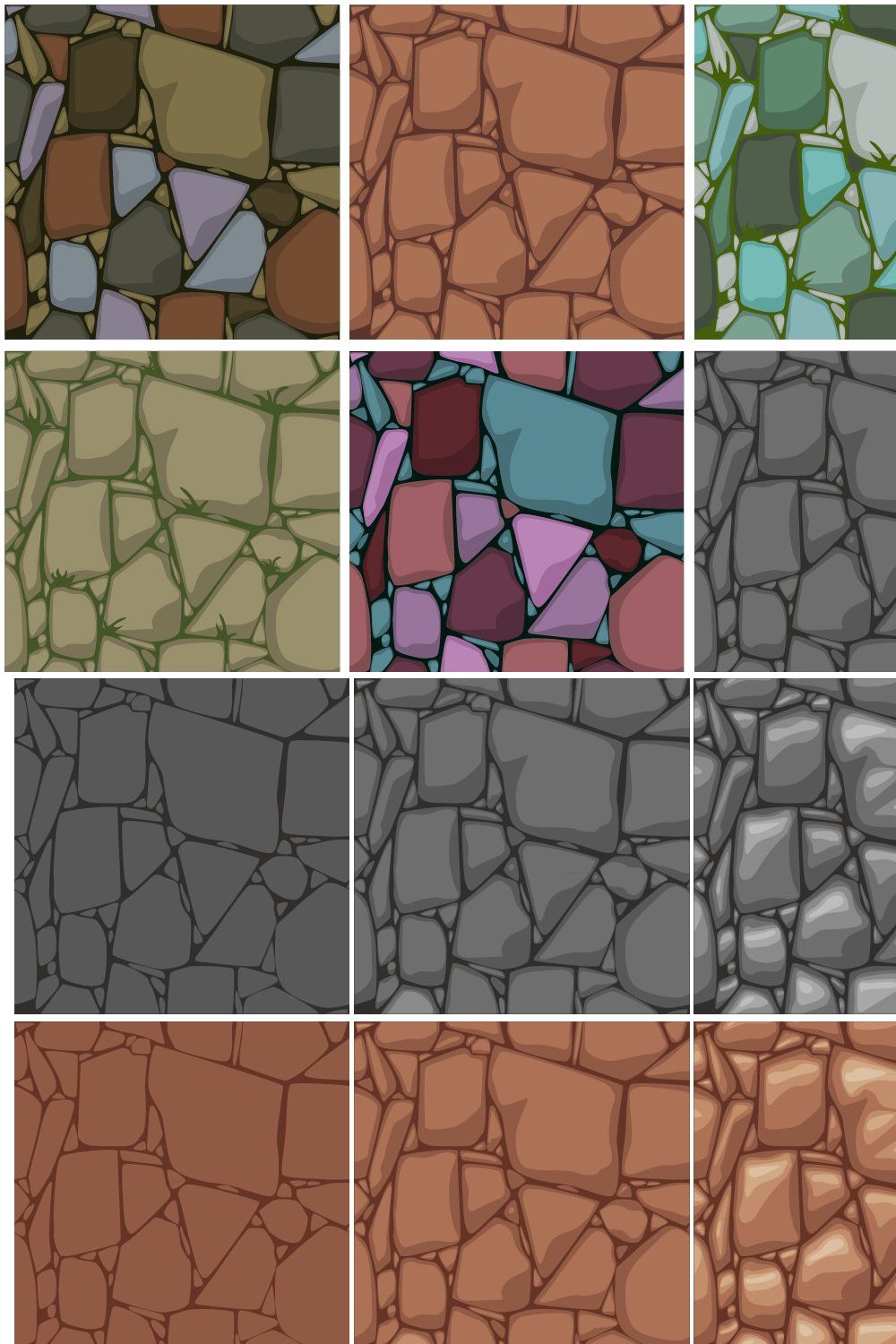 Set Flat Seamless Stone texture pinterest preview image.