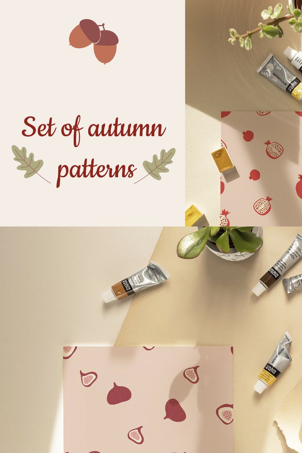 Set of autumn patterns pinterest preview image.
