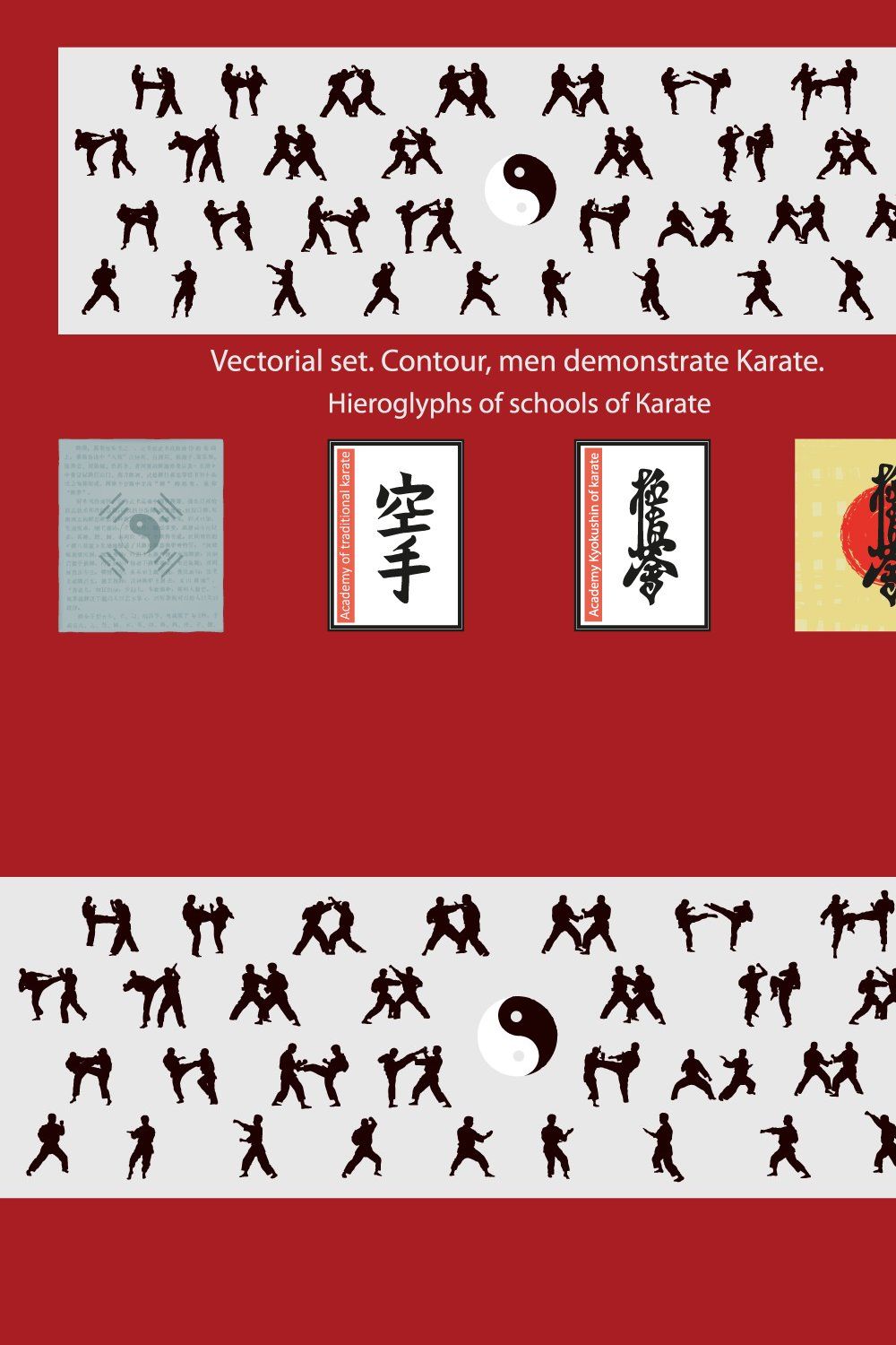 Set of images of karate. pinterest preview image.