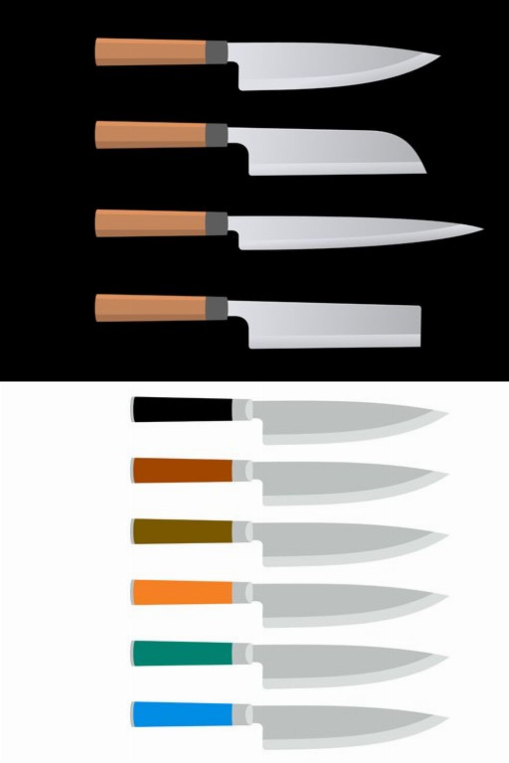 Set of Japan Kitchen Knives pinterest preview image.