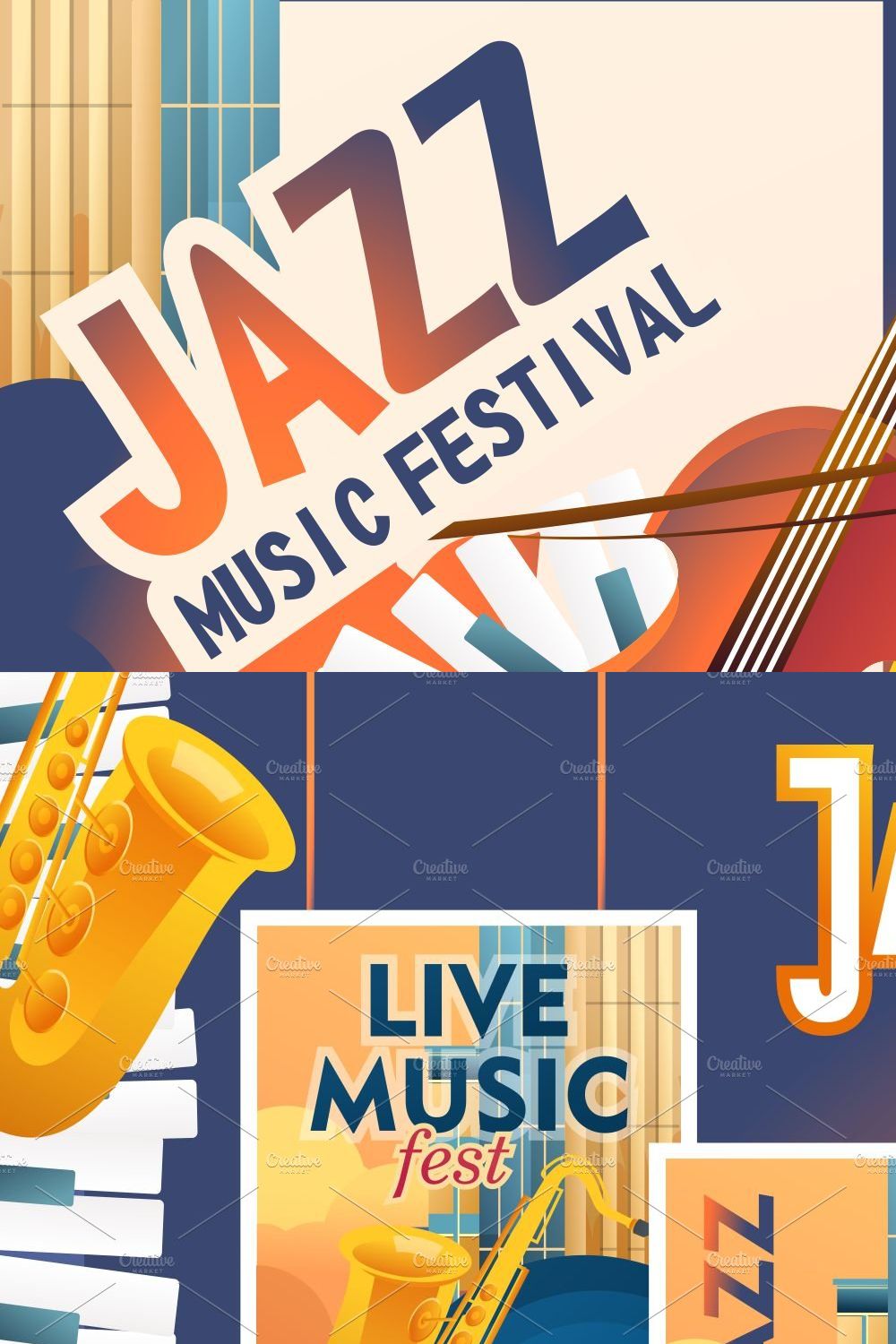 Set of jazz posters pinterest preview image.