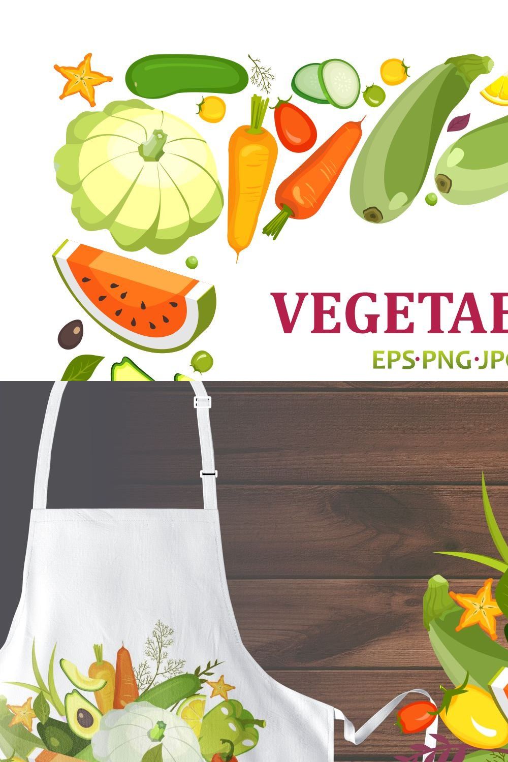 Set of vector vegetables pinterest preview image.
