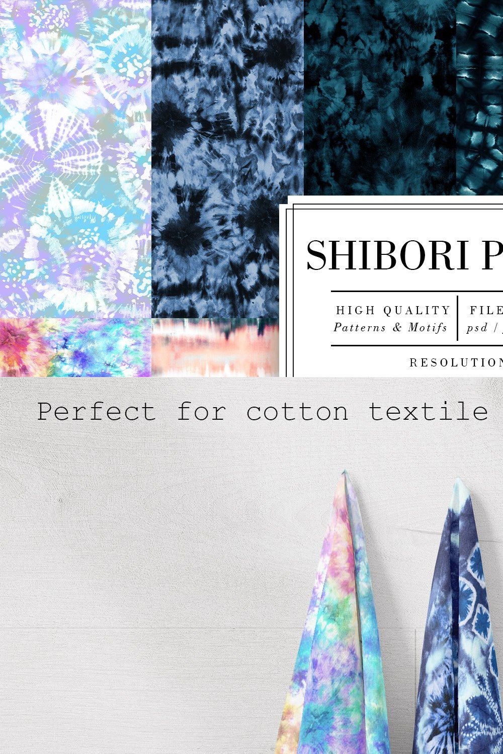 Shibori Prints pinterest preview image.