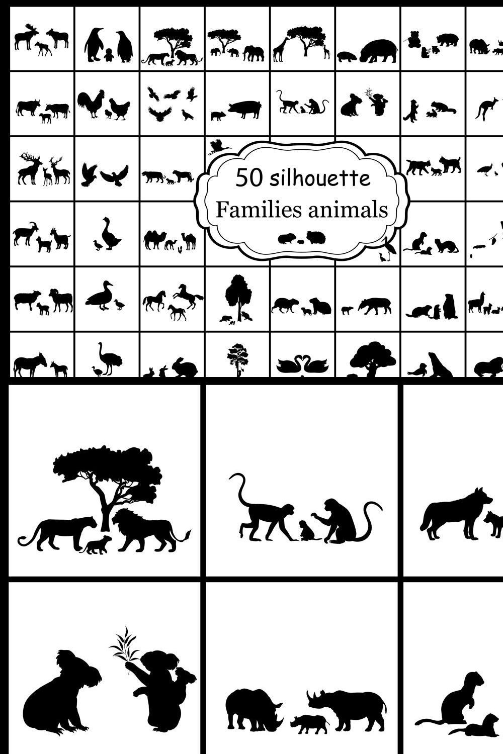 Silhouettes 50 families of animals pinterest preview image.