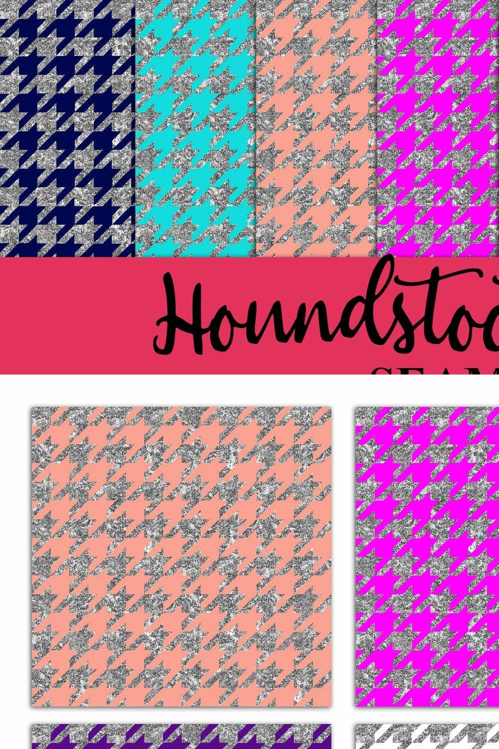 Silver Glitter Houndstooth pinterest preview image.