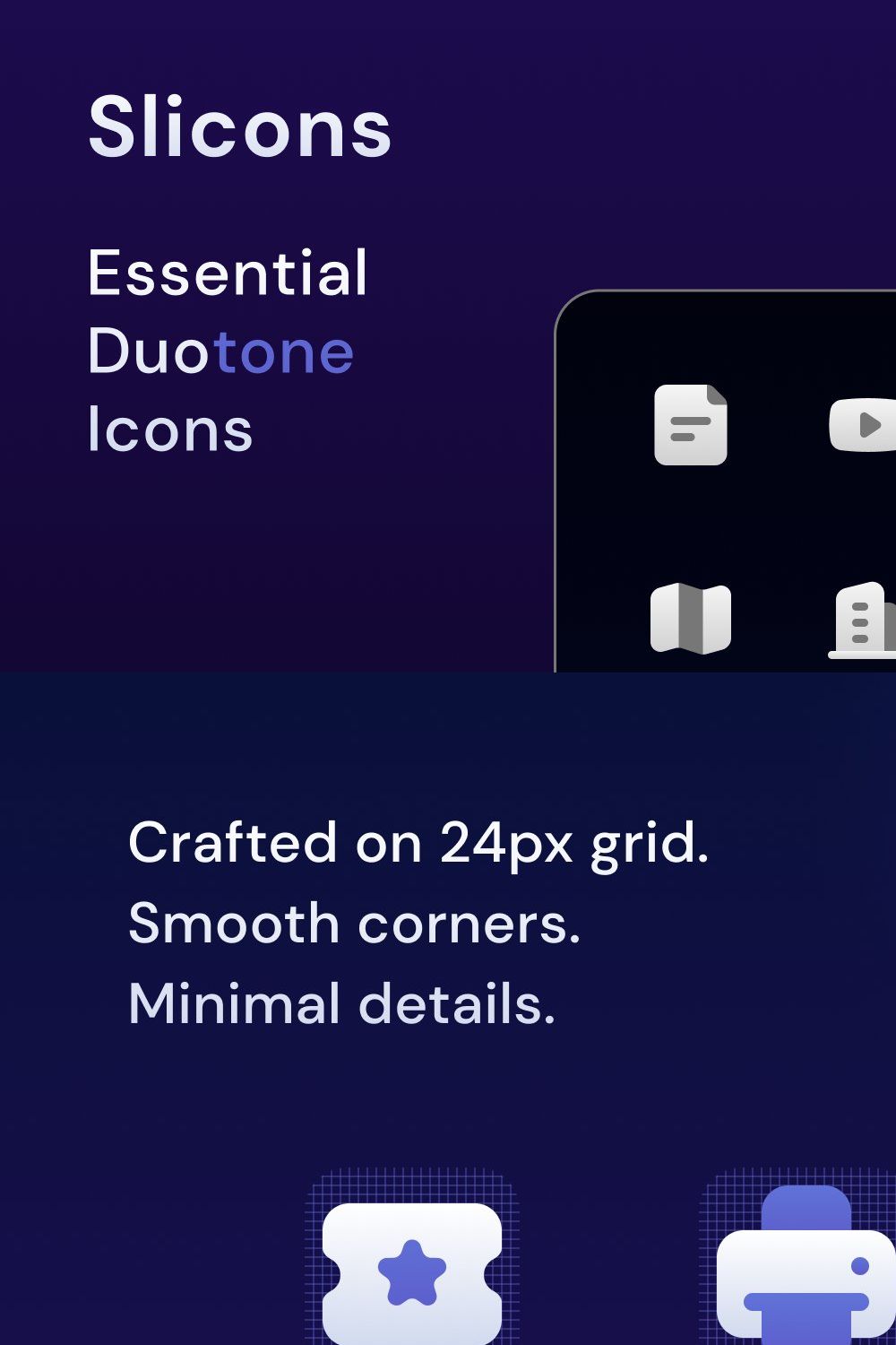 Slicons Essential Duotone Icons pinterest preview image.