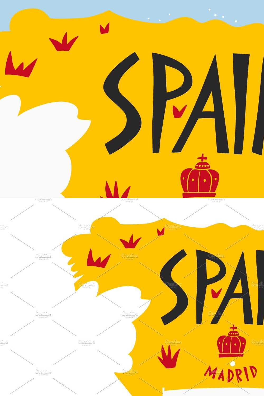 Spain. Hand Drawn Maps With Names pinterest preview image.