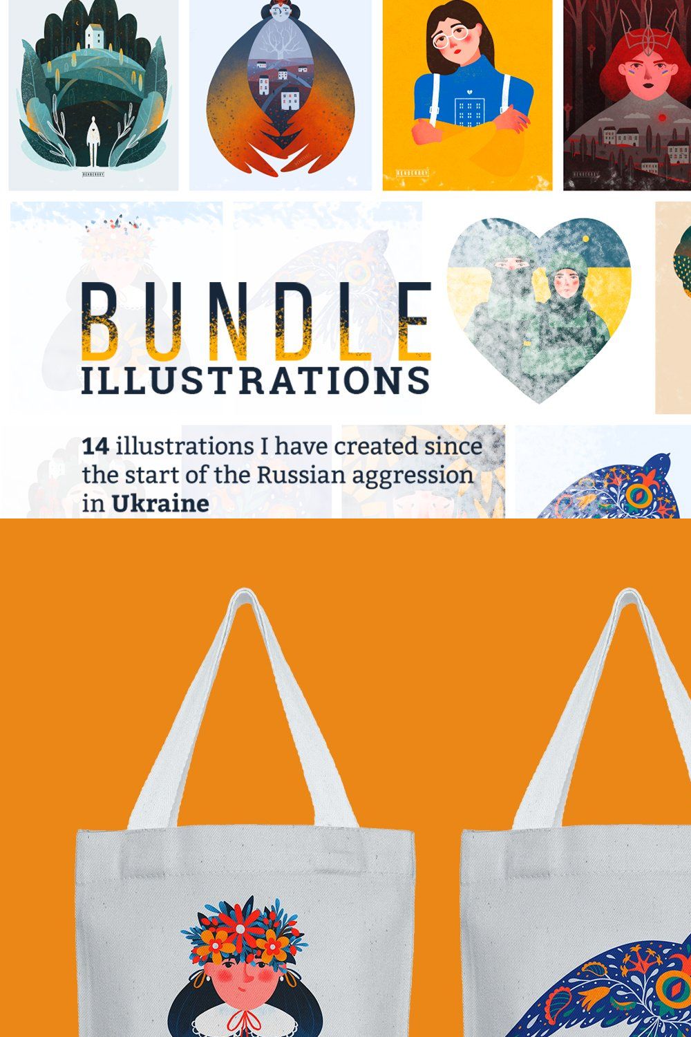 Stand with Ukraine. Illustrations pinterest preview image.