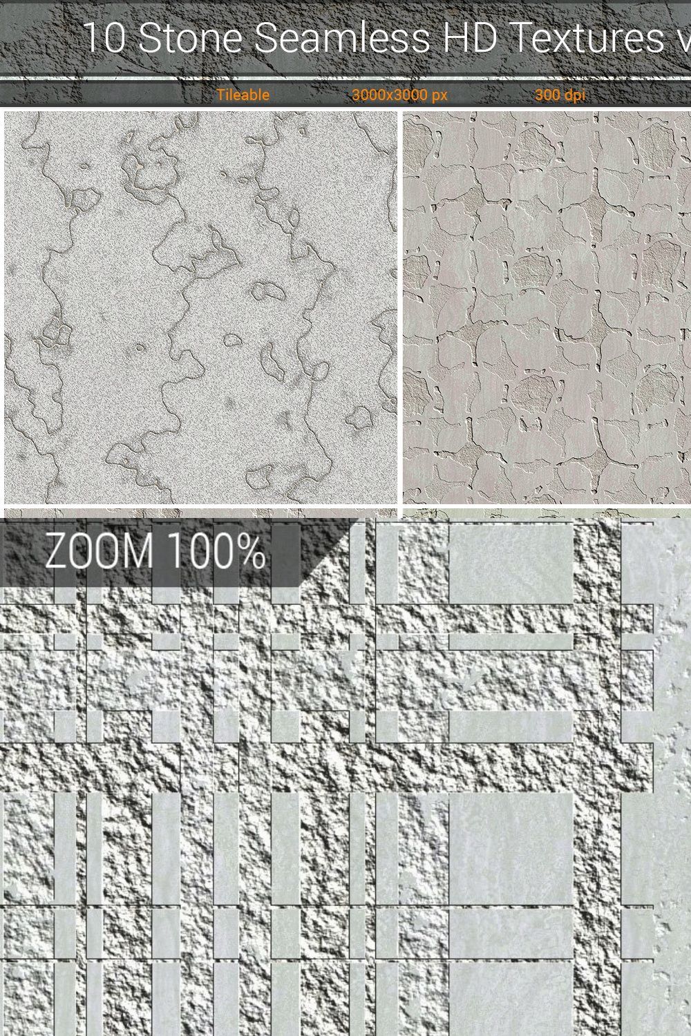 Stone HD Seamless Textures v.2 pinterest preview image.