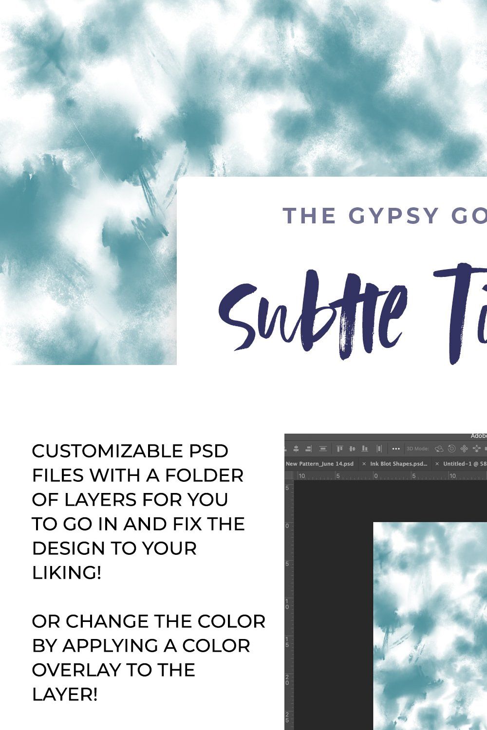Subtle Tie-Dye Seamless Pattern pinterest preview image.