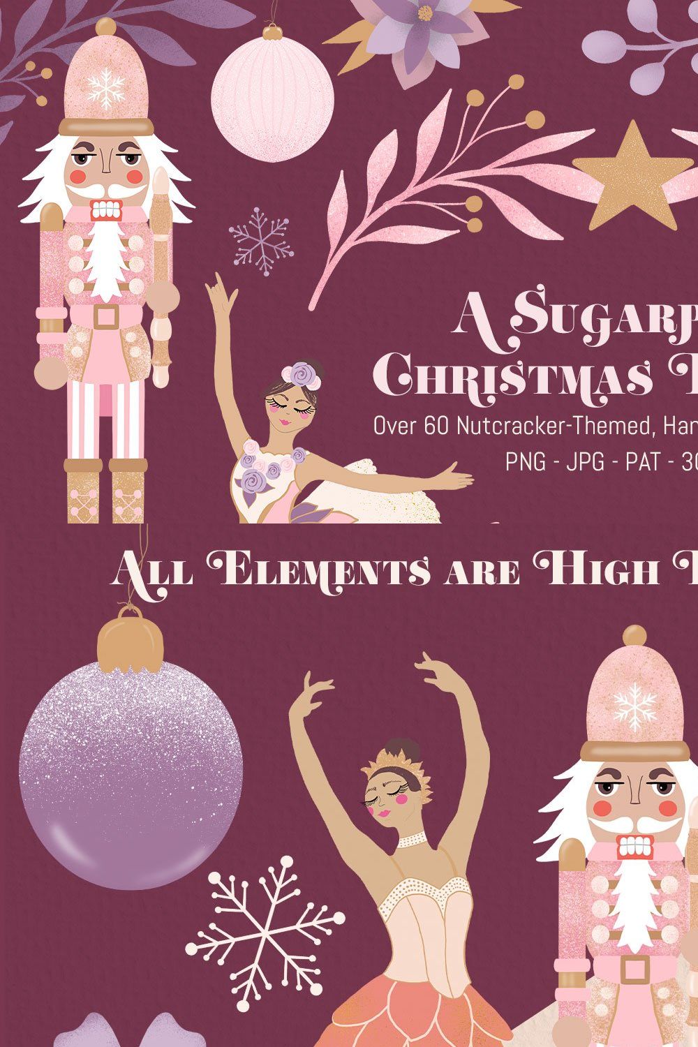 Sugarplum Nutcracker Clipart Bundle pinterest preview image.