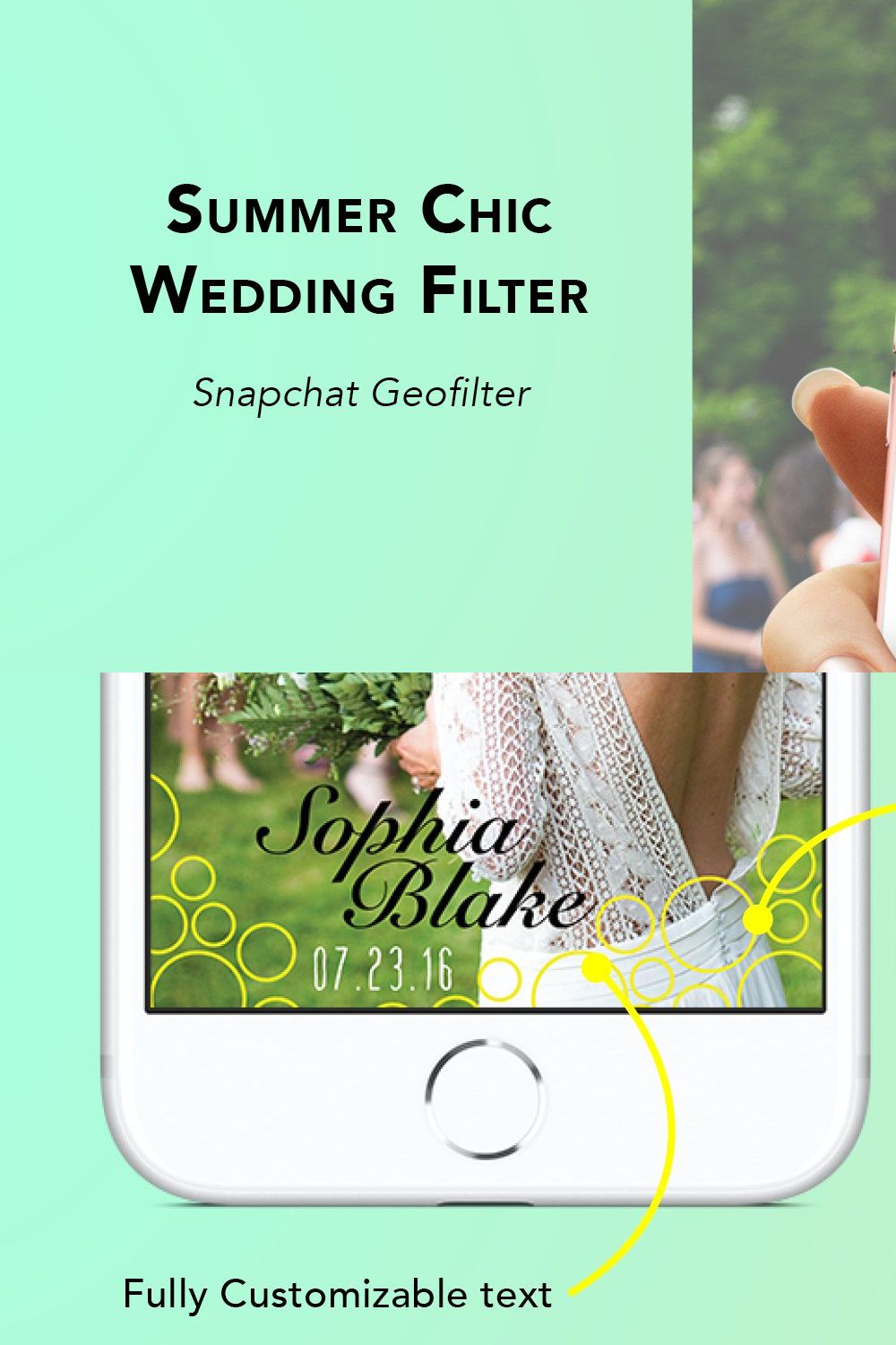 Summer Chic Wedding Geofilter pinterest preview image.