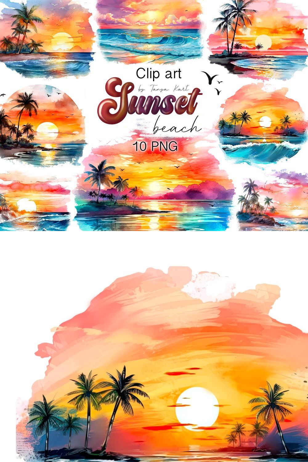 Sunset Beach Png Clipart - 10 Png pinterest preview image.