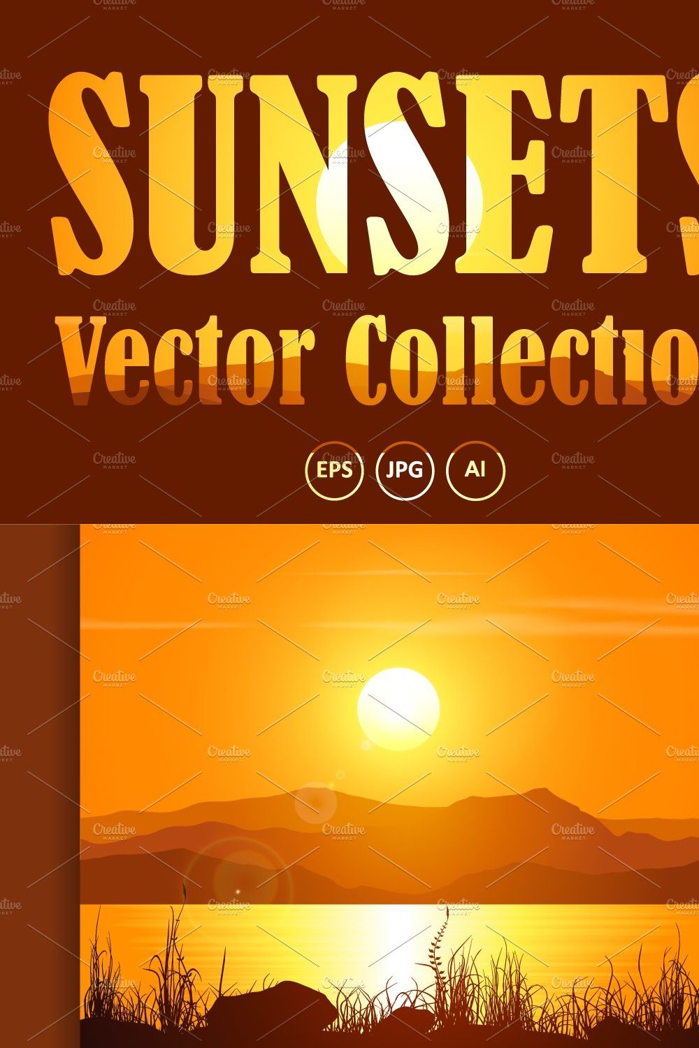 Sunsets Vector Collection #1 pinterest preview image.