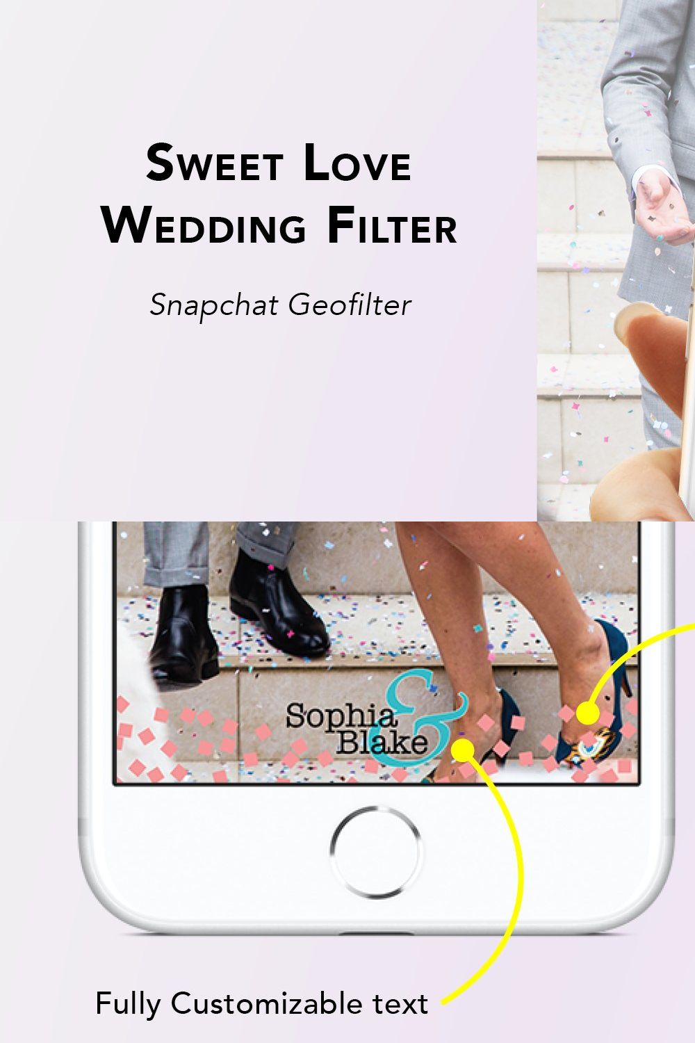 Sweet Love Wedding Geofilter pinterest preview image.