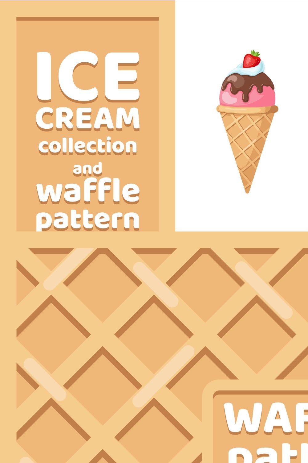 Tasty ice cream set and pattern pinterest preview image.