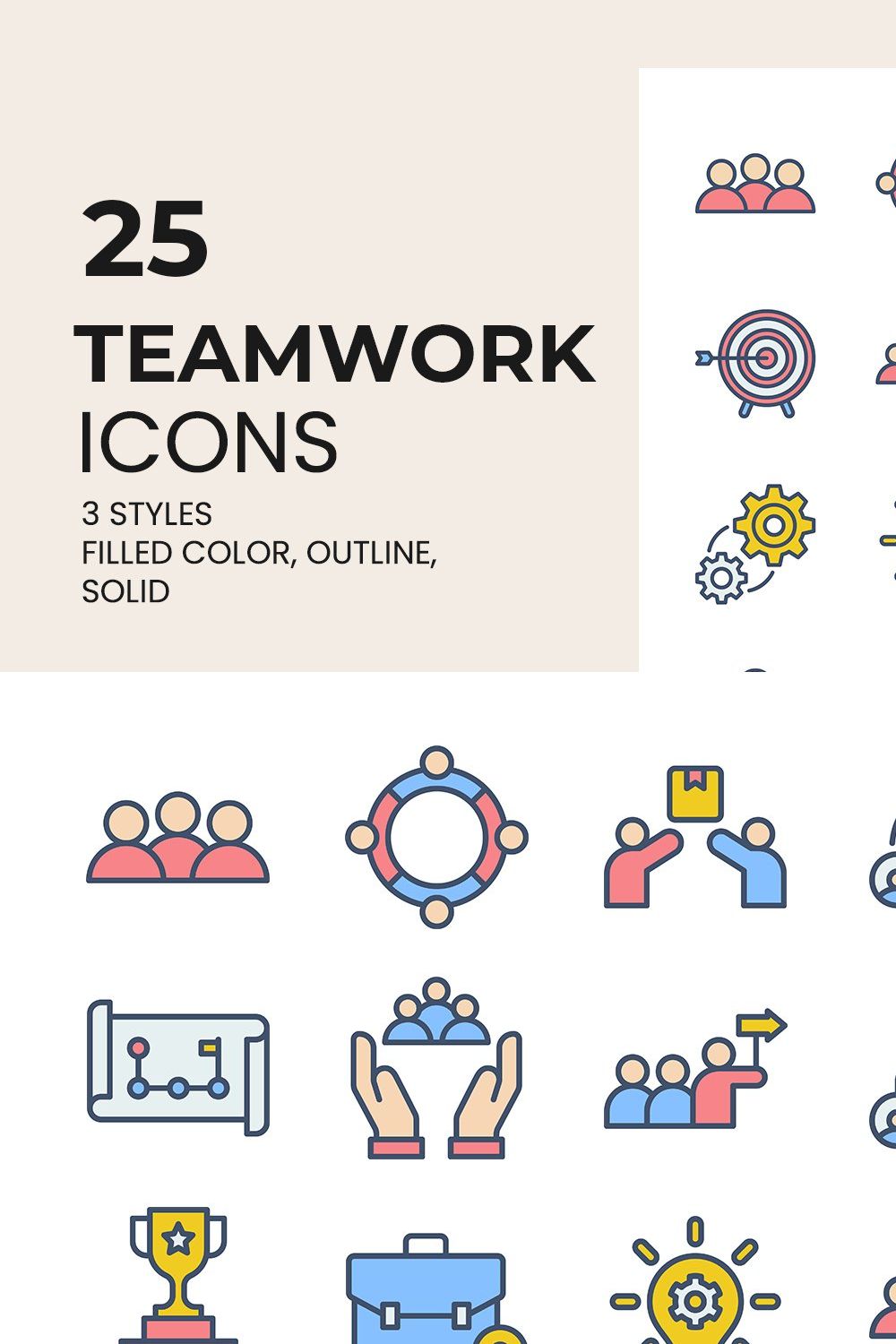 Teamwork Icons 3 Styles pinterest preview image.