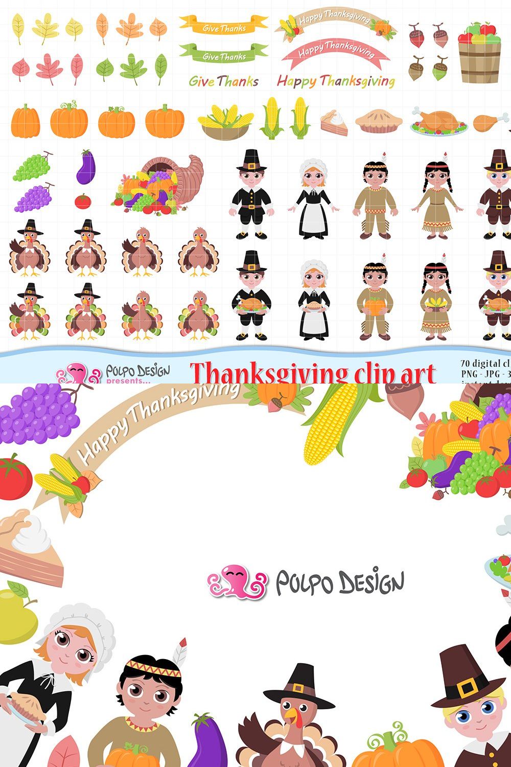 Thanksgiving clip art pinterest preview image.