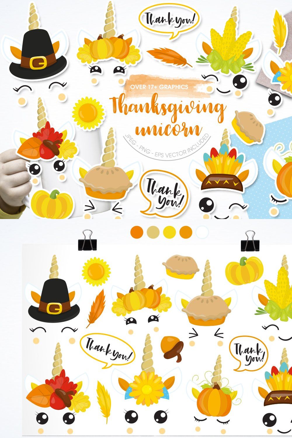 Thanksgiving Unicorn pinterest preview image.