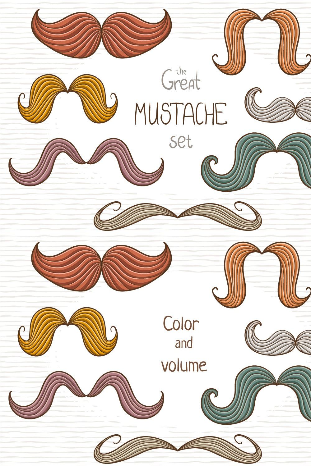 The great mustache set pinterest preview image.