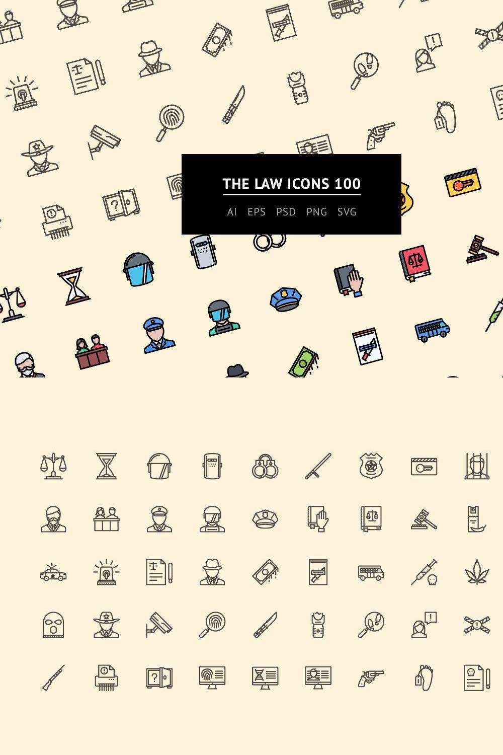 The Law Icons 100 pinterest preview image.