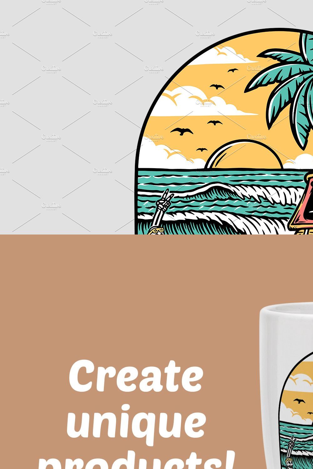 The skull is camping on the beach pinterest preview image.