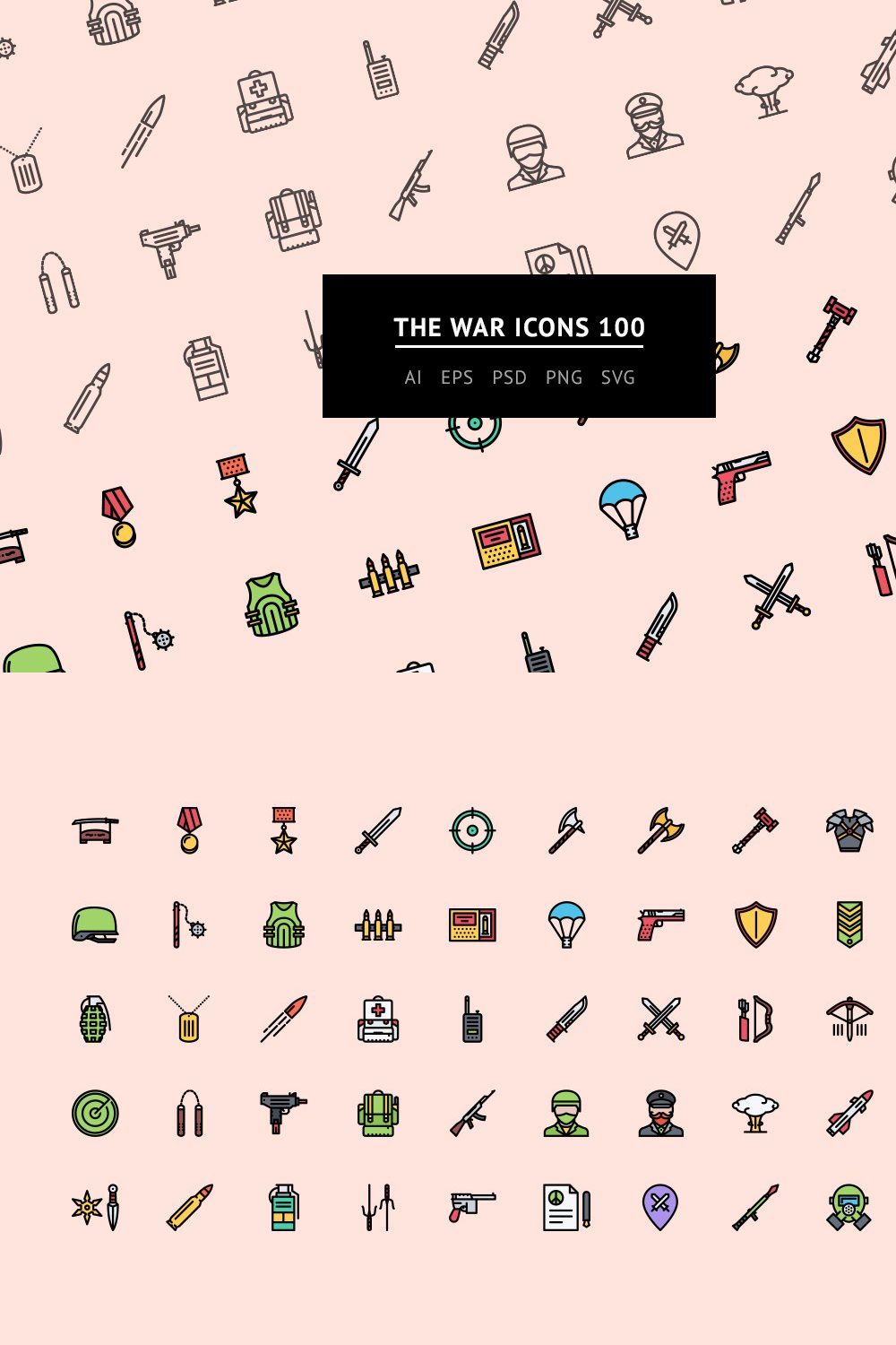 The War Icons 100 pinterest preview image.