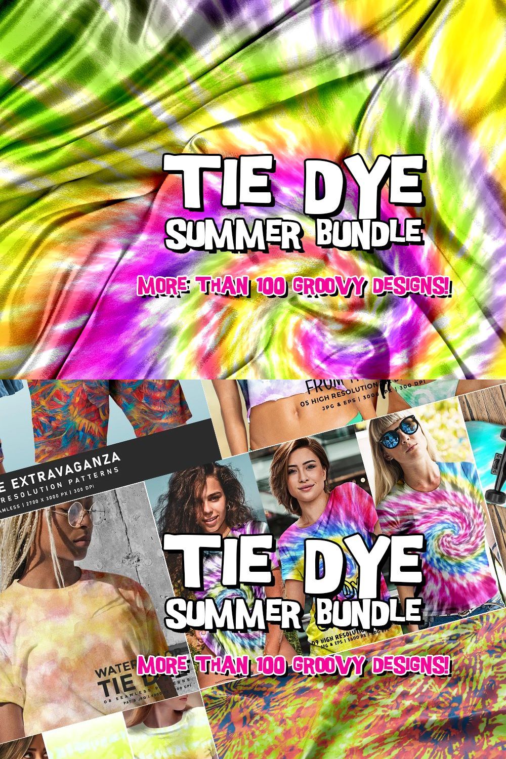 Tie Dye Summer Bundle pinterest preview image.