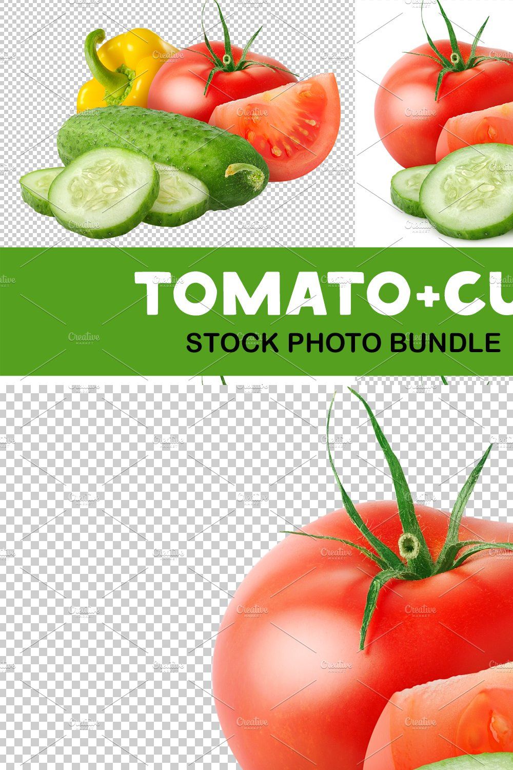 Tomato and cucumber pinterest preview image.