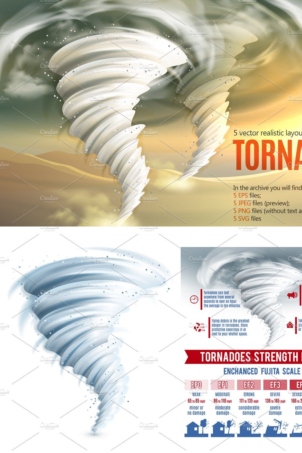 Tornado Realistic Set pinterest preview image.