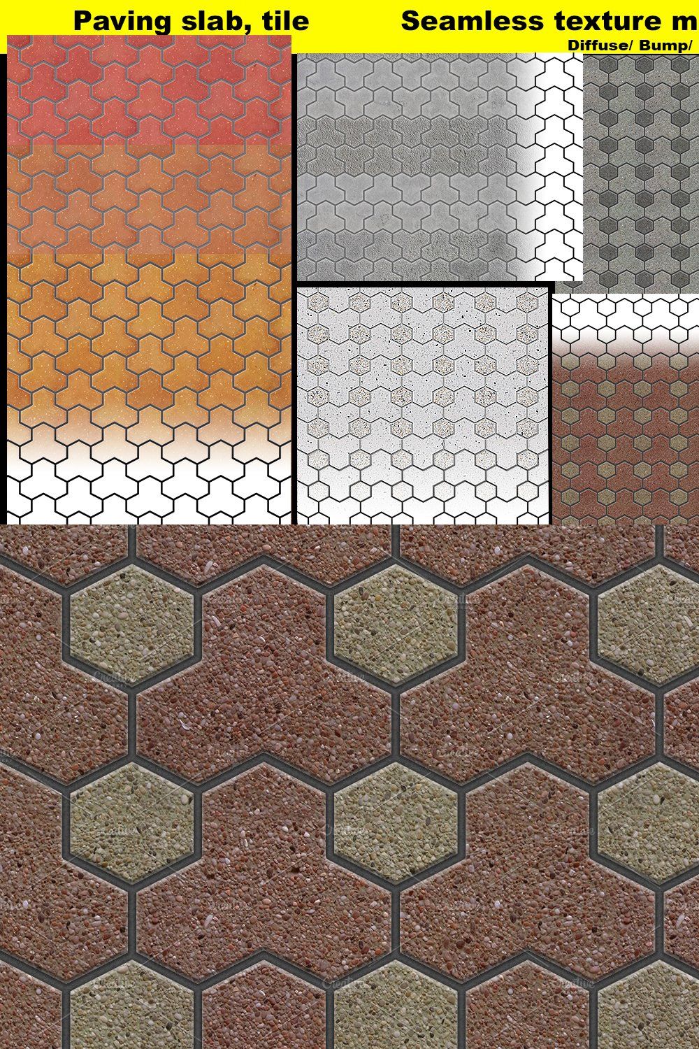 Trihex pavers seamless texture set pinterest preview image.