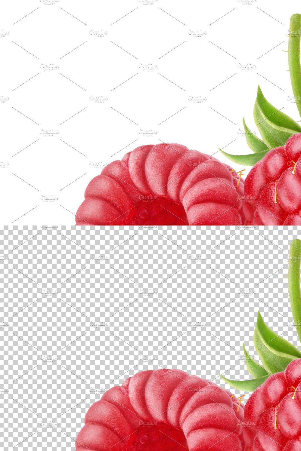 Two raspberries pinterest preview image.
