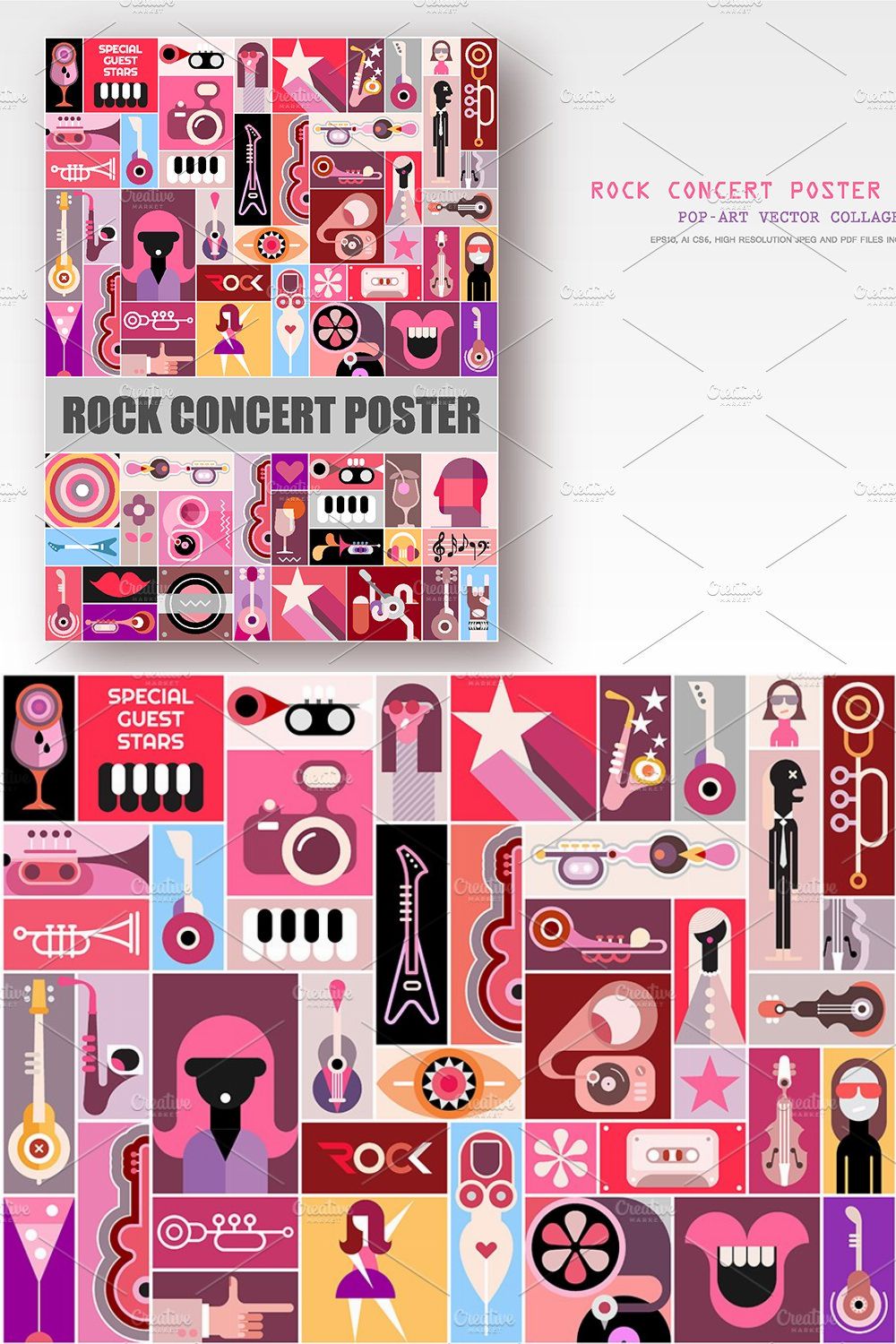 Two Rock Concert Poster designs pinterest preview image.