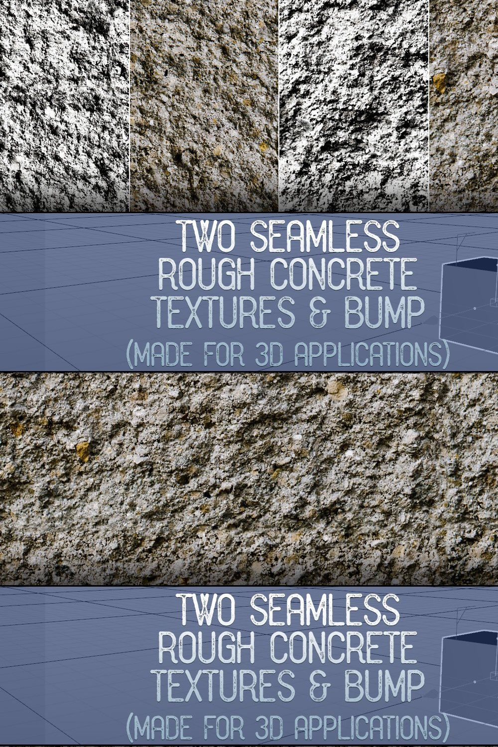 Two Seamless Rough Concrete Textures pinterest preview image.