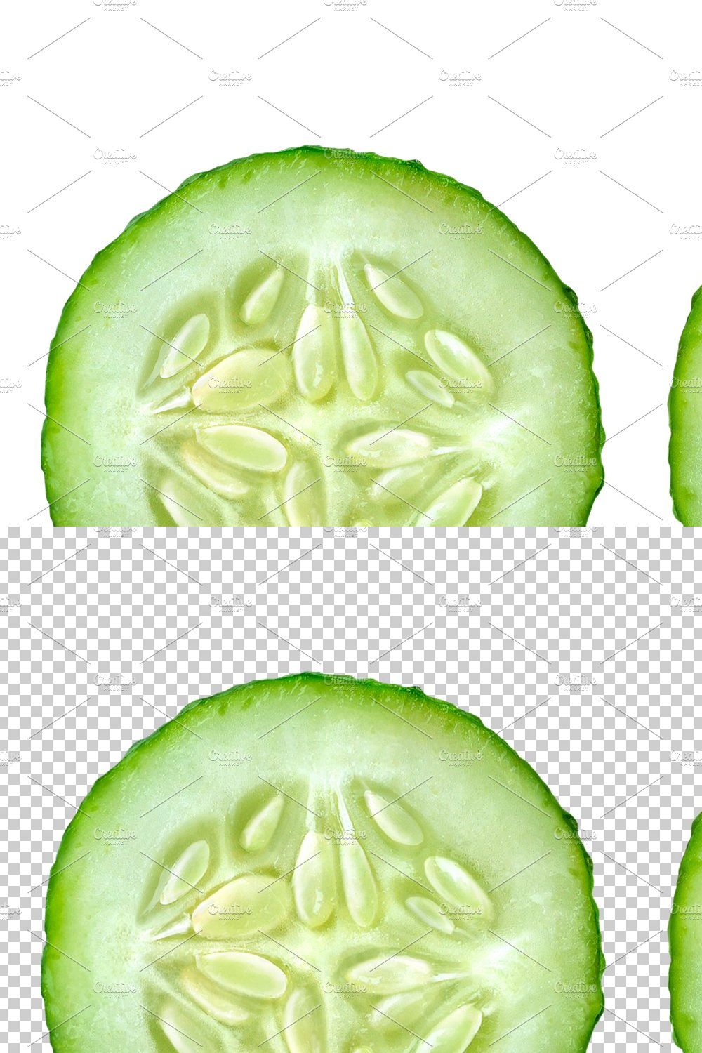 Two slices of cucumber pinterest preview image.