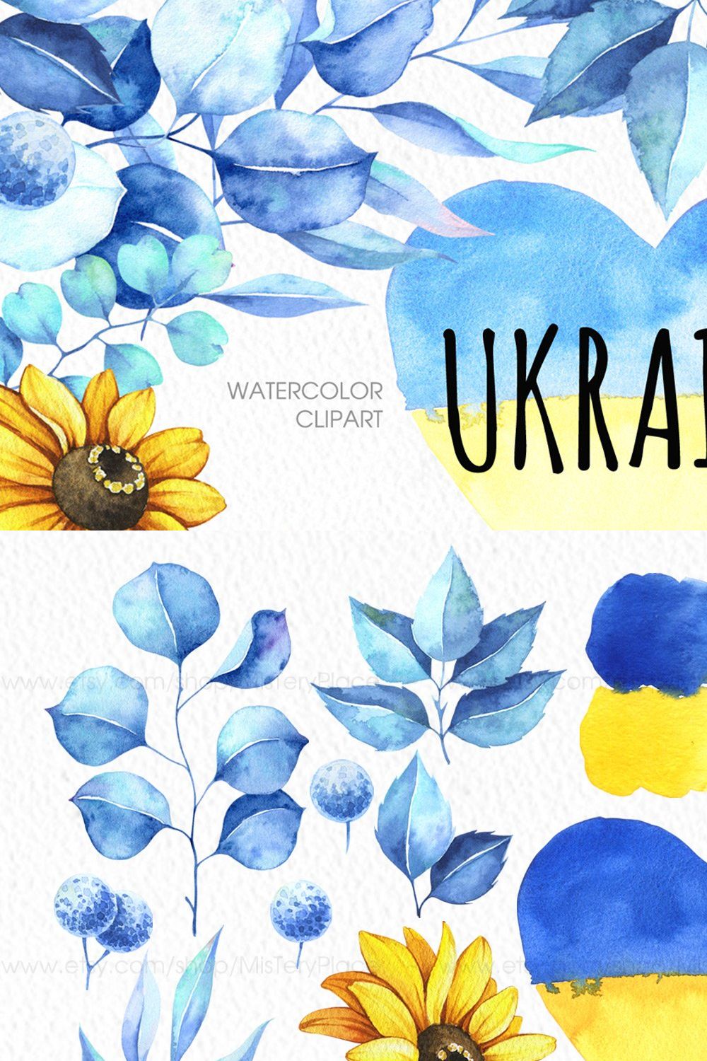 Ukraine flowers watercolor clipart pinterest preview image.