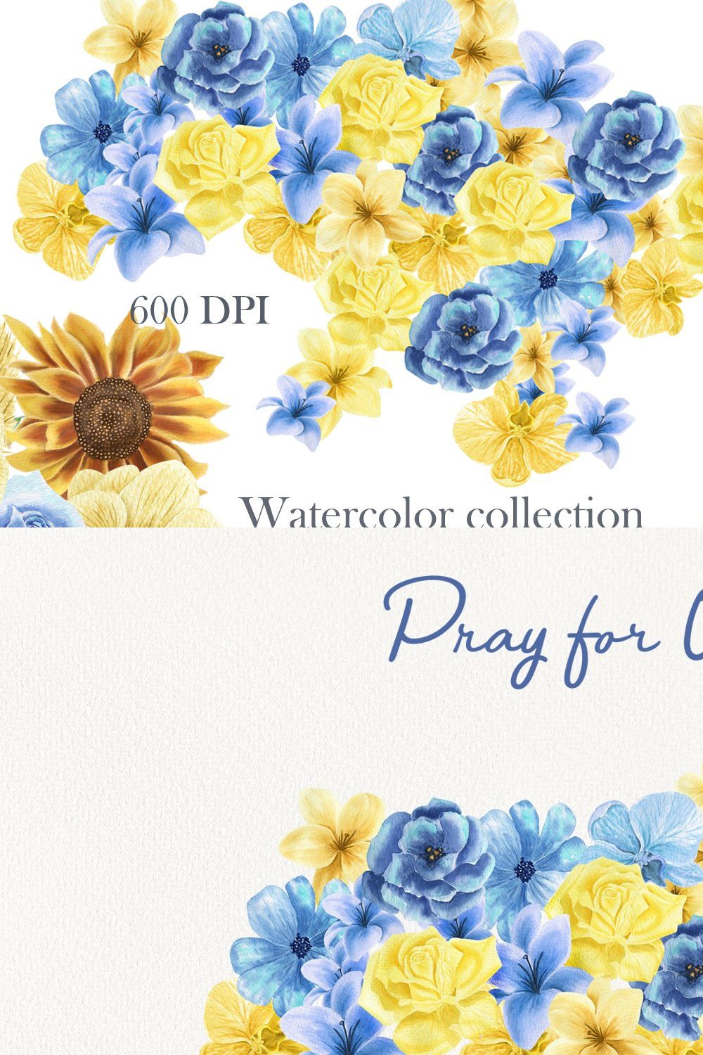 Ukraine watercolor flower collection pinterest preview image.