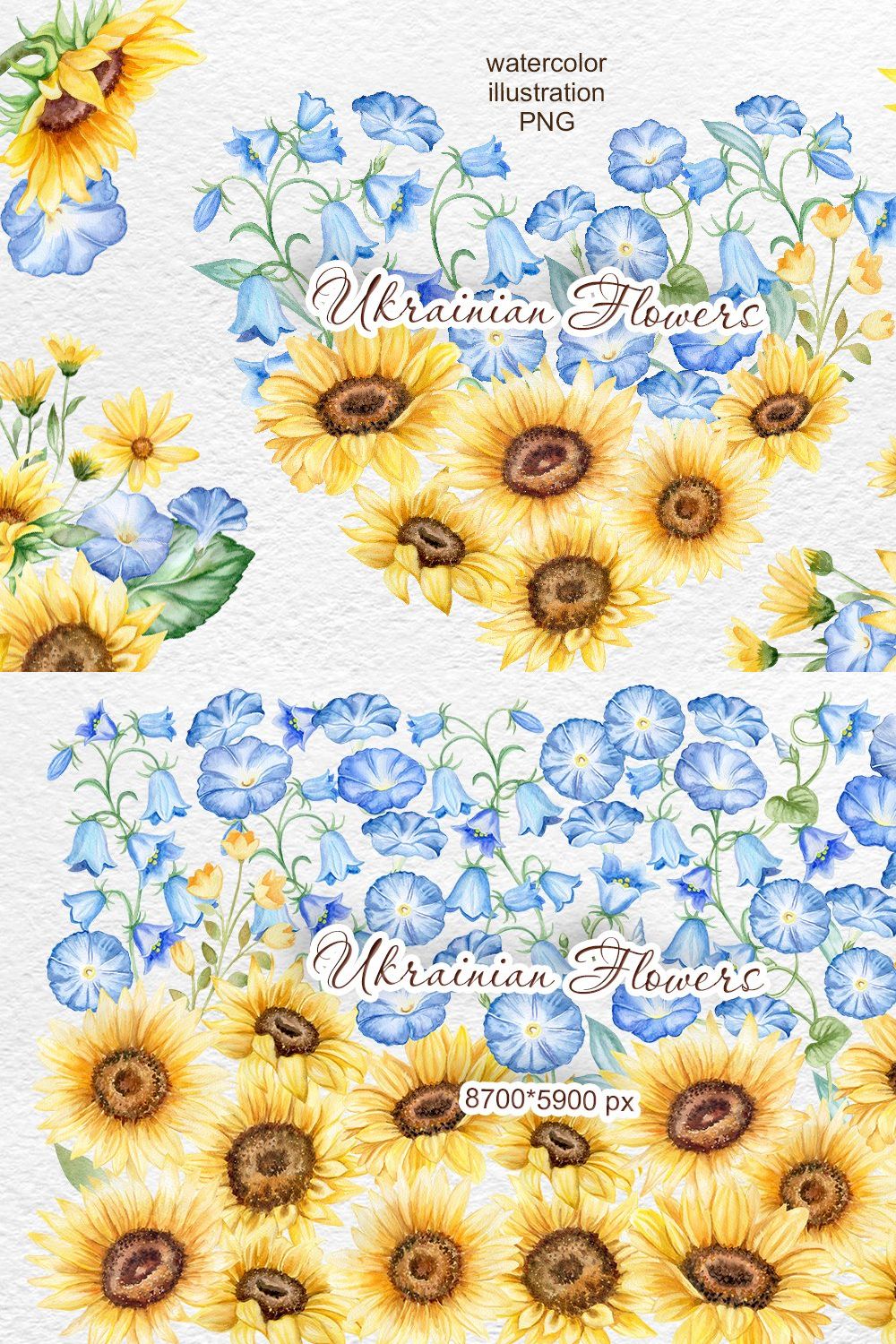 Ukraine watercolor flowers clipart pinterest preview image.