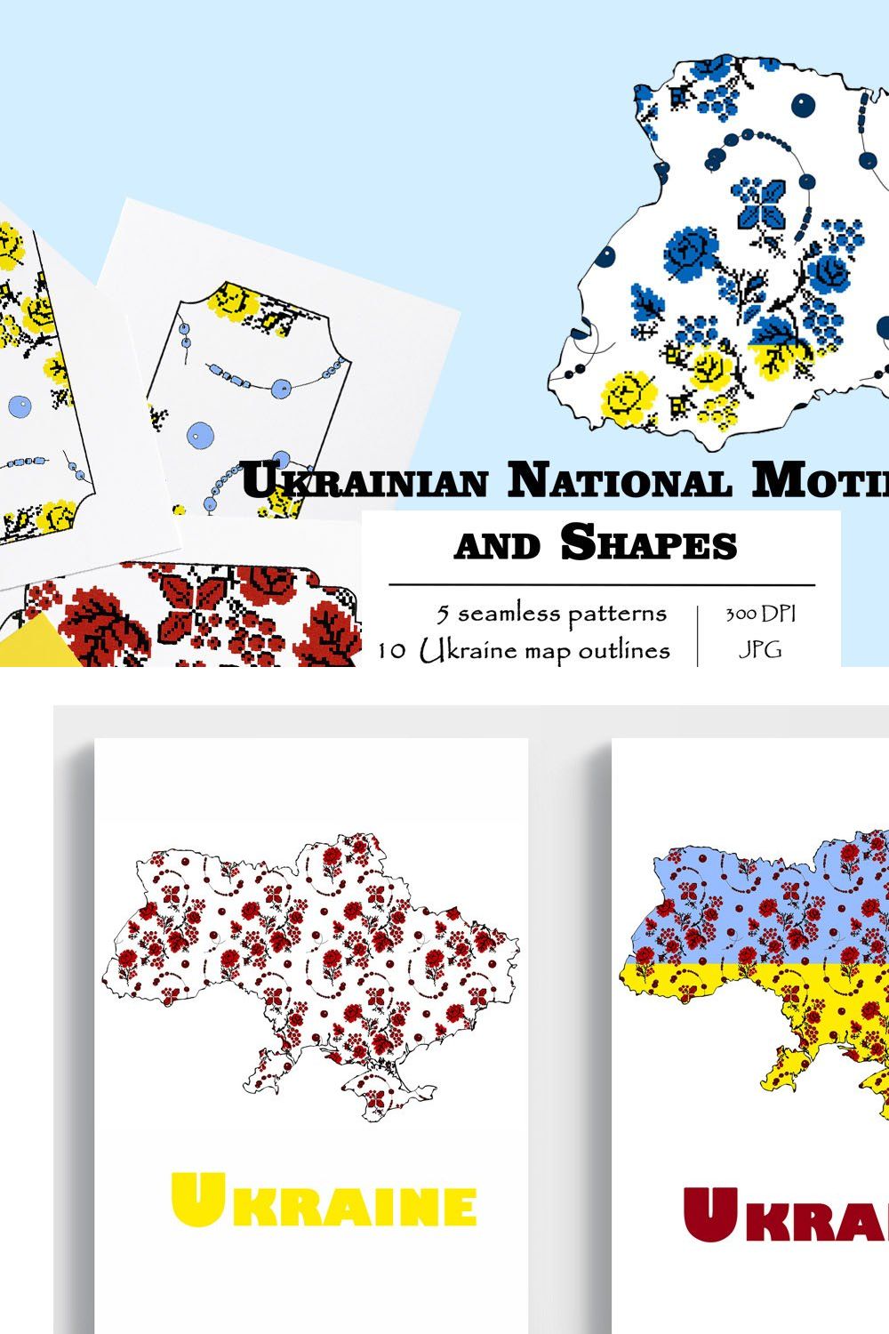 Ukrainian National Motifs and Shapes pinterest preview image.