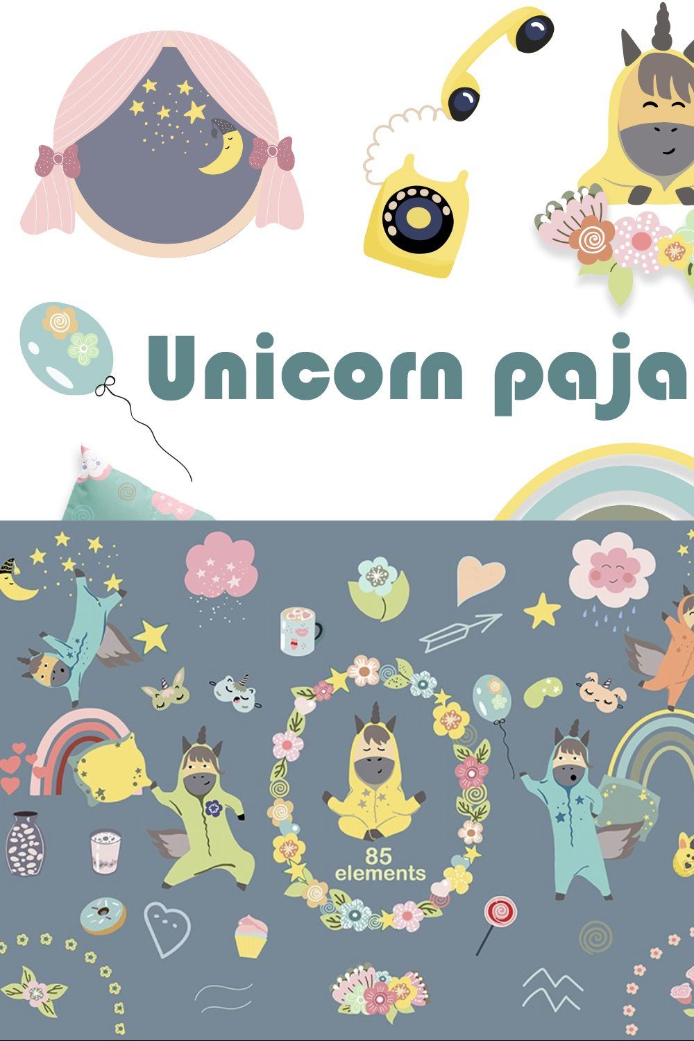 Unicorn pajama party clipart pinterest preview image.