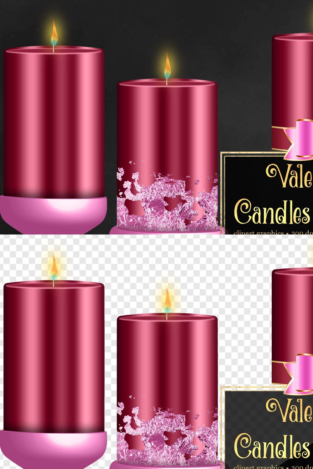 Valentine Candles Clipart pinterest preview image.