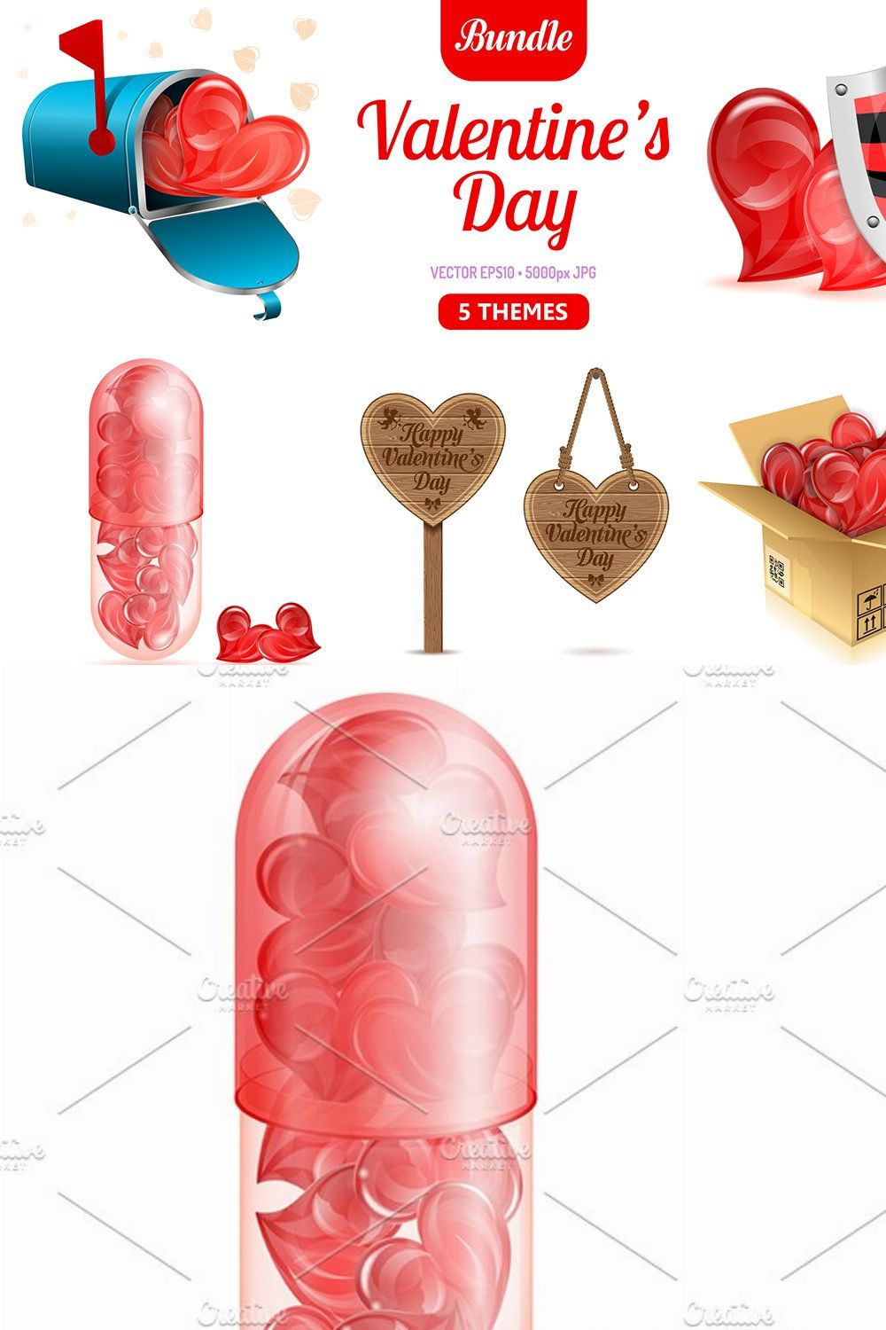Valentines Day pinterest preview image.