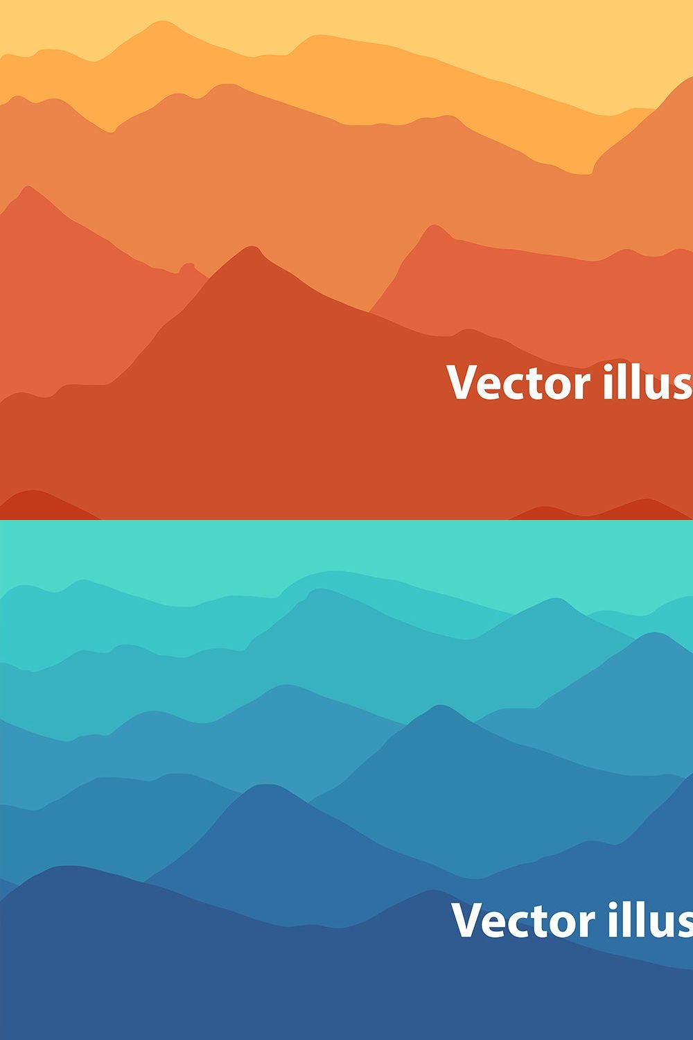 Vector Landscape Background Bundle pinterest preview image.