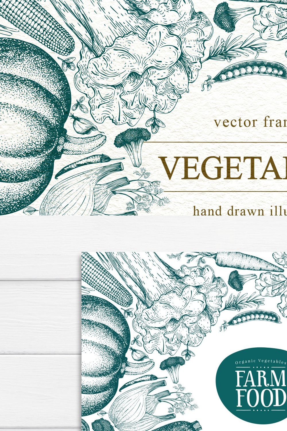 Vegetable Vector Frame pinterest preview image.