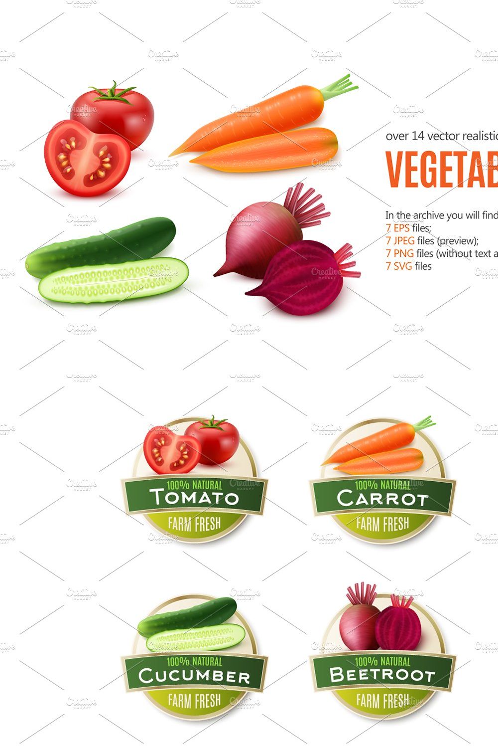 Vegetables Realistic Set pinterest preview image.