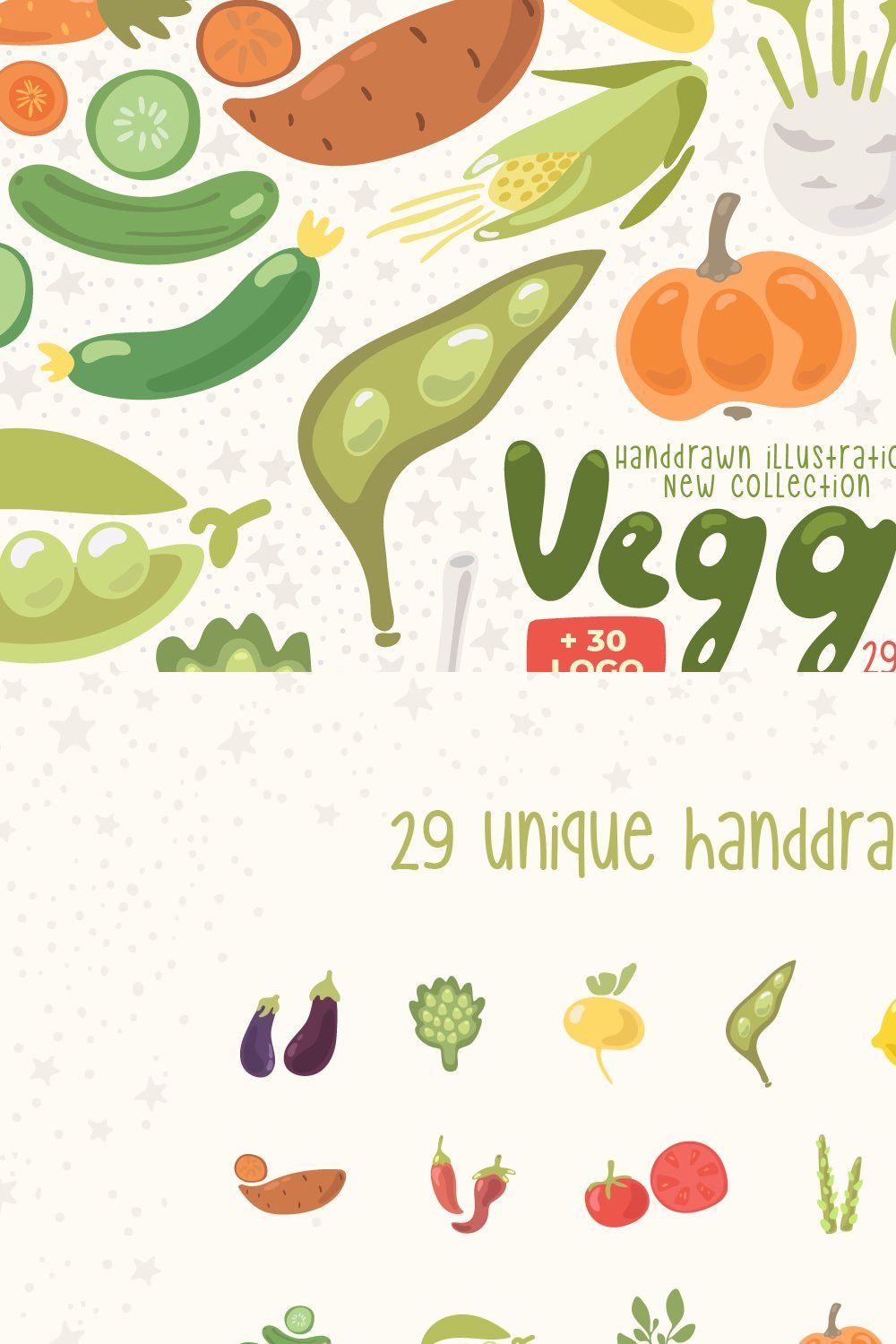 Veggie - Vector Set Vol.6 pinterest preview image.