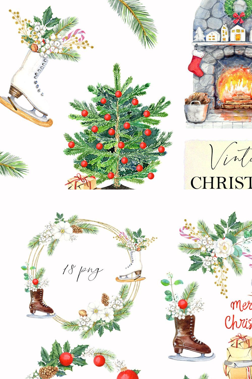 Vintage Christmas pinterest preview image.