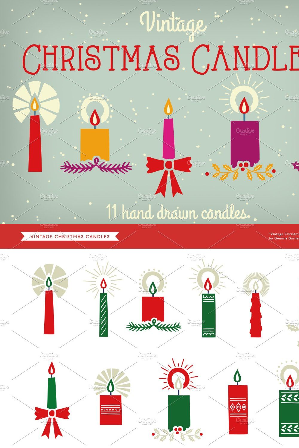 Vintage Christmas Candles pinterest preview image.