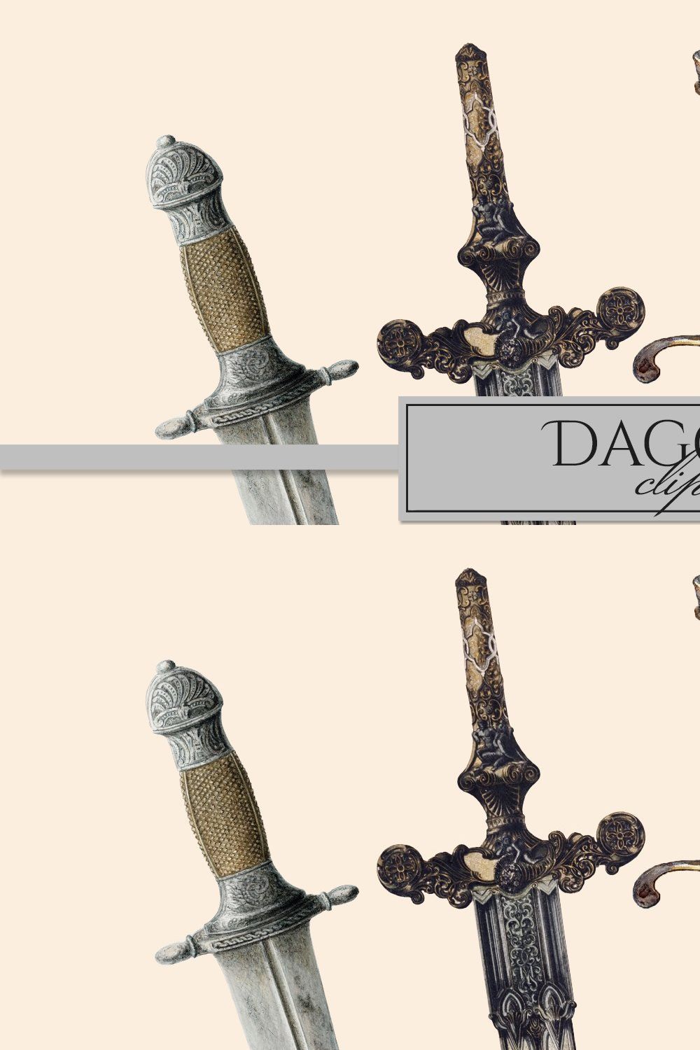 Vintage Daggers Clipart Illustration pinterest preview image.
