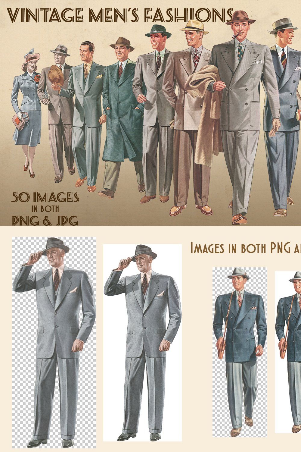 Vintage Men's Fashions pinterest preview image.